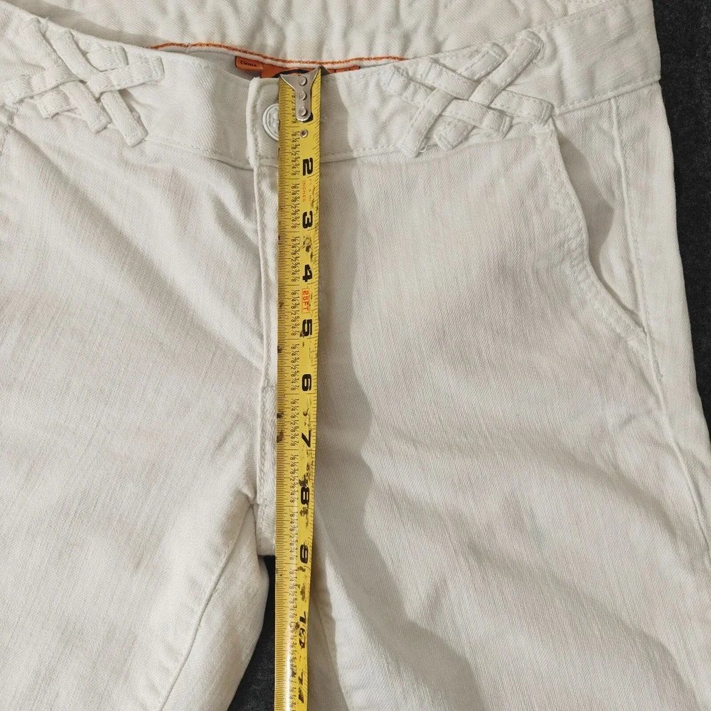Tory Burch White‎ Skinny Jeans Womens 27 Braided Waist Detail Stretch Denim Slim